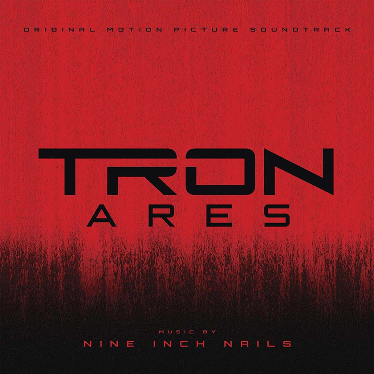 Album cover for 'TRON ARES' original motion picture soundtrack with Nine Inch Nails music credit on a red background.