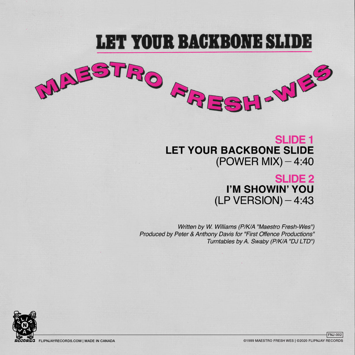 Maestro Fresh Wes - Let Your Backbone Slide / I’m Showin’ You 7-Inch