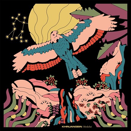 Album cover art featuring a stylized illustration of a bird in flight with abstract shapes and colors.