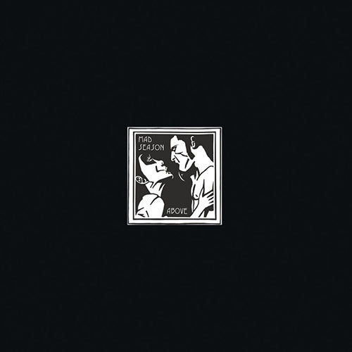 Black vinyl record album with a monochrome cover featuring a graphic of two individuals in an intimate pose.