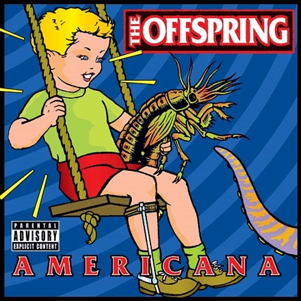 Album cover for The Offspring'sAmericana featuring an illustration of a child on a swing with a large insect.