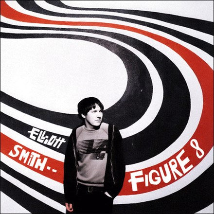 Elliot Smith Figure 8 LP cover featuring a black and red abstract pattern with the artist's name and album title in white text.