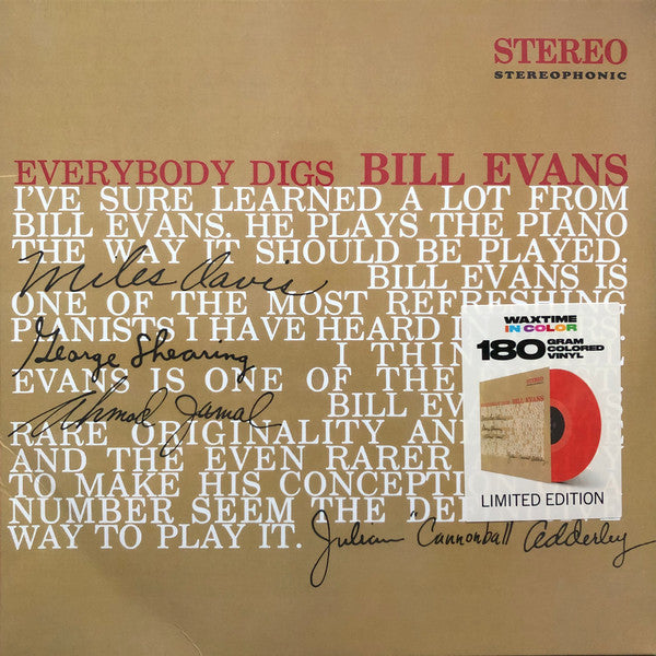 Bill Evans - Everybody Digs Bill Evans LP (180g Red Vinyl)
