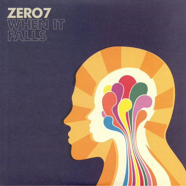 Album cover art for Zero 7 - When It Falls featuring a stylized profile of a head with colorful abstract shapes inside.