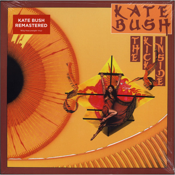 Album cover of Kate Bush - The Kick Inside LP with a stylized image of a woman's face and a ship.