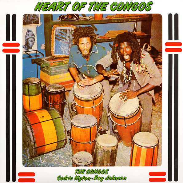 Album cover for The Congos - Heart Of The Congos featuring two men with musical instruments in the background.