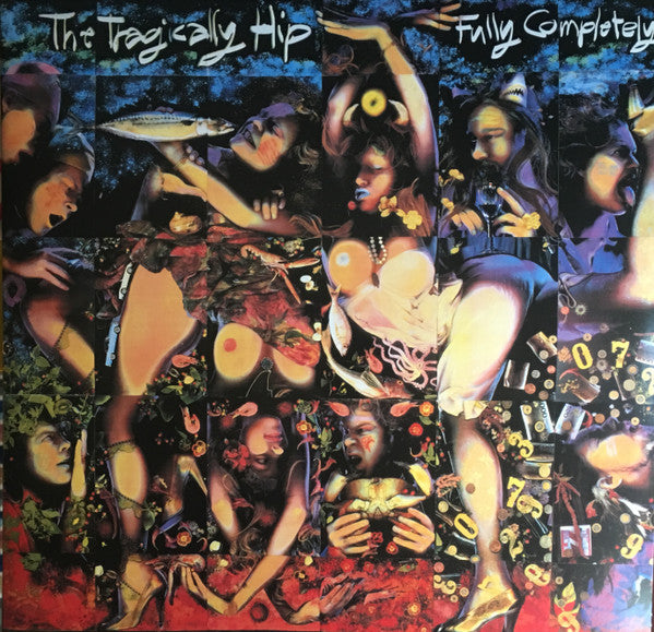 Album cover art for The Tragically Hip - Fully Completely LP featuring a collage of various images including band members and abstract designs.