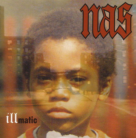 This image features the clear vinyl LP of Nas’s iconic album "Illmatic," which is celebrated for its profound impact on the hip-hop genre. The album cover displays a young Nas in a thoughtful pose against a backdrop of a cityscape, capturing the essence of the East Coast vibe that informs the album’s content.