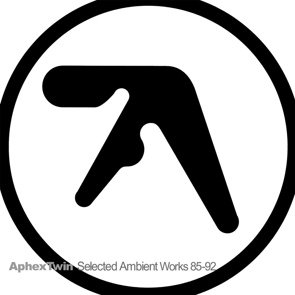 Album cover art for Aphex Twin's Selected Ambient Works 85-92 featuring a black and white design with the artist's logo.