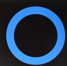 Blue circle logo on a black background