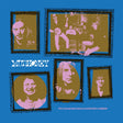 Album cover for Mud Honey's 'Five Dollar Bouts Mock Cooter Stew & Demos' featuring five stylized framed portraits in muted gold, pink, and blue on a solid blue background.