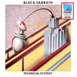 Album cover for Black Sabbath's 'Technical Ecstasy' with abstract design and text.