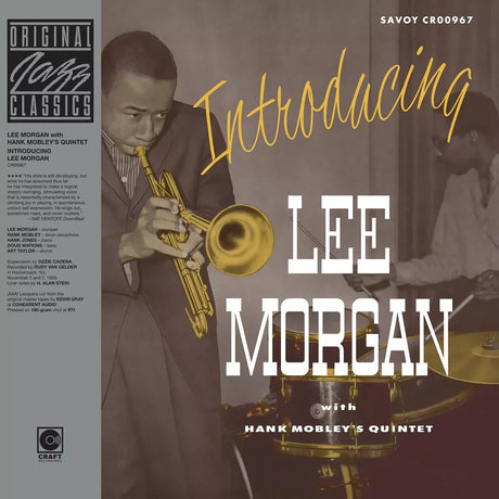 Album cover for 'Introducing Lee Morgan' featuring a jazz musician playing trumpet.