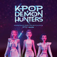 Album cover for 'K-Pop Demon Hunters' soundtrack from Netflix with three animated characters on a purple background.