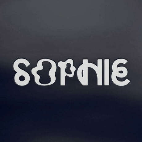 White 'SOPHIE' text on a black background