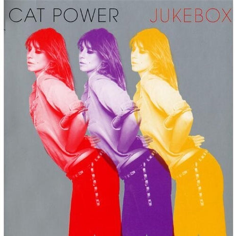 Album cover with three people in red, purple, and yellow against a gray background, featuring 'Cat Power Jukebox' text.