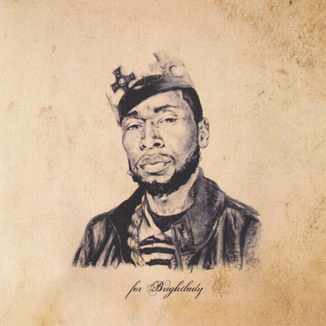 A vinyl record cover featuring a black and white portrait of a man with a cap, jacket, and mustache, labeled 'For Bright Lady'.