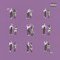 Album cover with black and white illustrations of people on a purple background