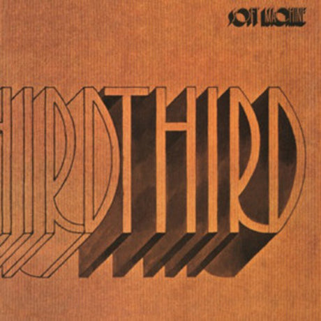 Album cover with stylized text 'Third' on a brown background