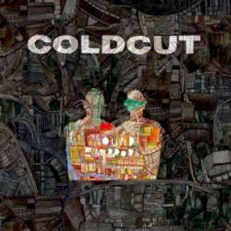 Album cover with 'Coldcut' text and stylized illustration of two people at a table.