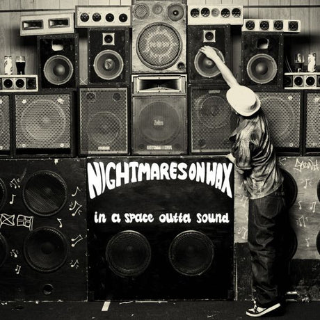 Person dancing in front of a wall of speakers with 'Nightmares on Wax' branding.