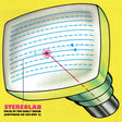 Illustration of a vintage computer monitor with blue and red lines on a yellow background, featuring the Stereolab album cover.