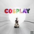 Toy figure with colorful 'COSPLAY' text on a white background