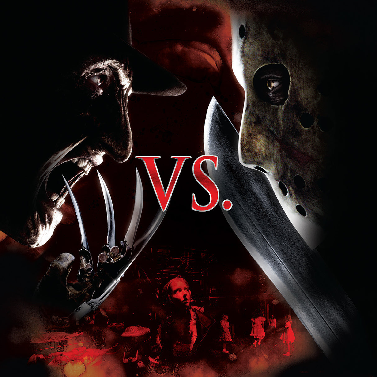 Two masks facing each other with 'VS.' in the center, dark and intense atmosphere.