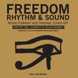 Book cover of 'Freedom Rhythm & Sound' with an eye design on a brown background