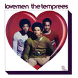 Album cover of 'lovemen the temprees' with three men inside a red heart on a white background.