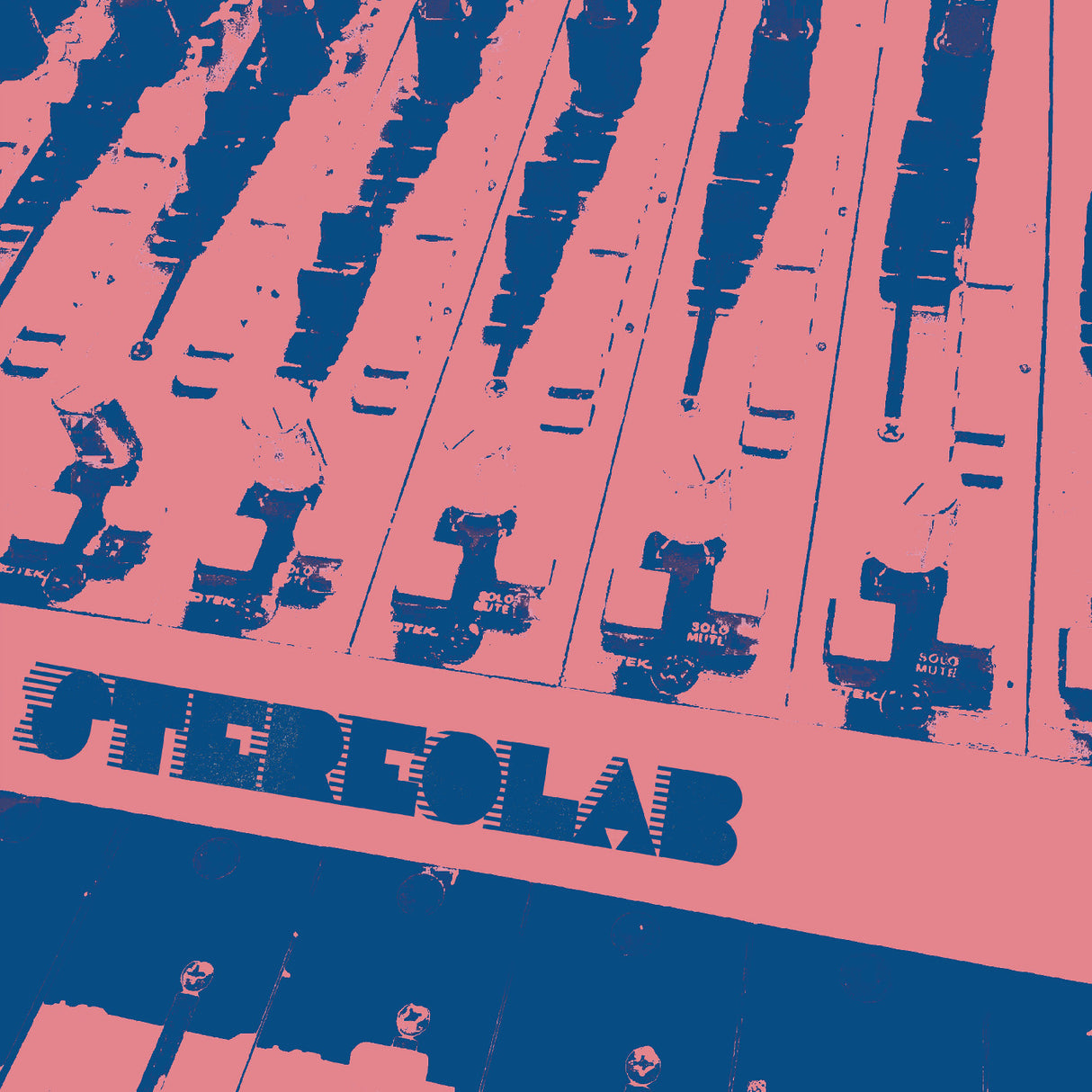 Album cover with 'Stereolab' text and abstract design in pink and blue.