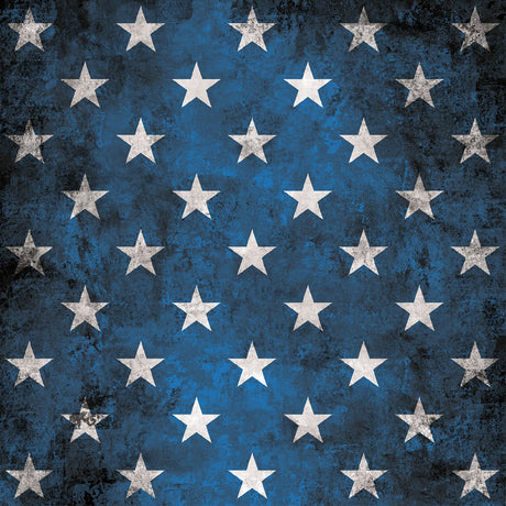 Pattern of white stars on a blue and black textured background