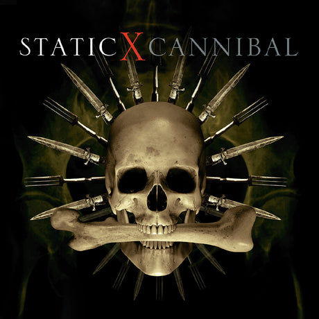 Album cover with skull and knives for Static X's 'Cannibal' album