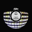 Vinyl record with a colorful pattern on a black background
