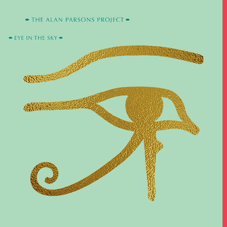 Album cover of 'Eye in the Sky' by The Alan Parsons Project with a gold eye symbol on a light green background.