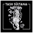 Album cover for Tash Sultana EP with intricate white design on a black background