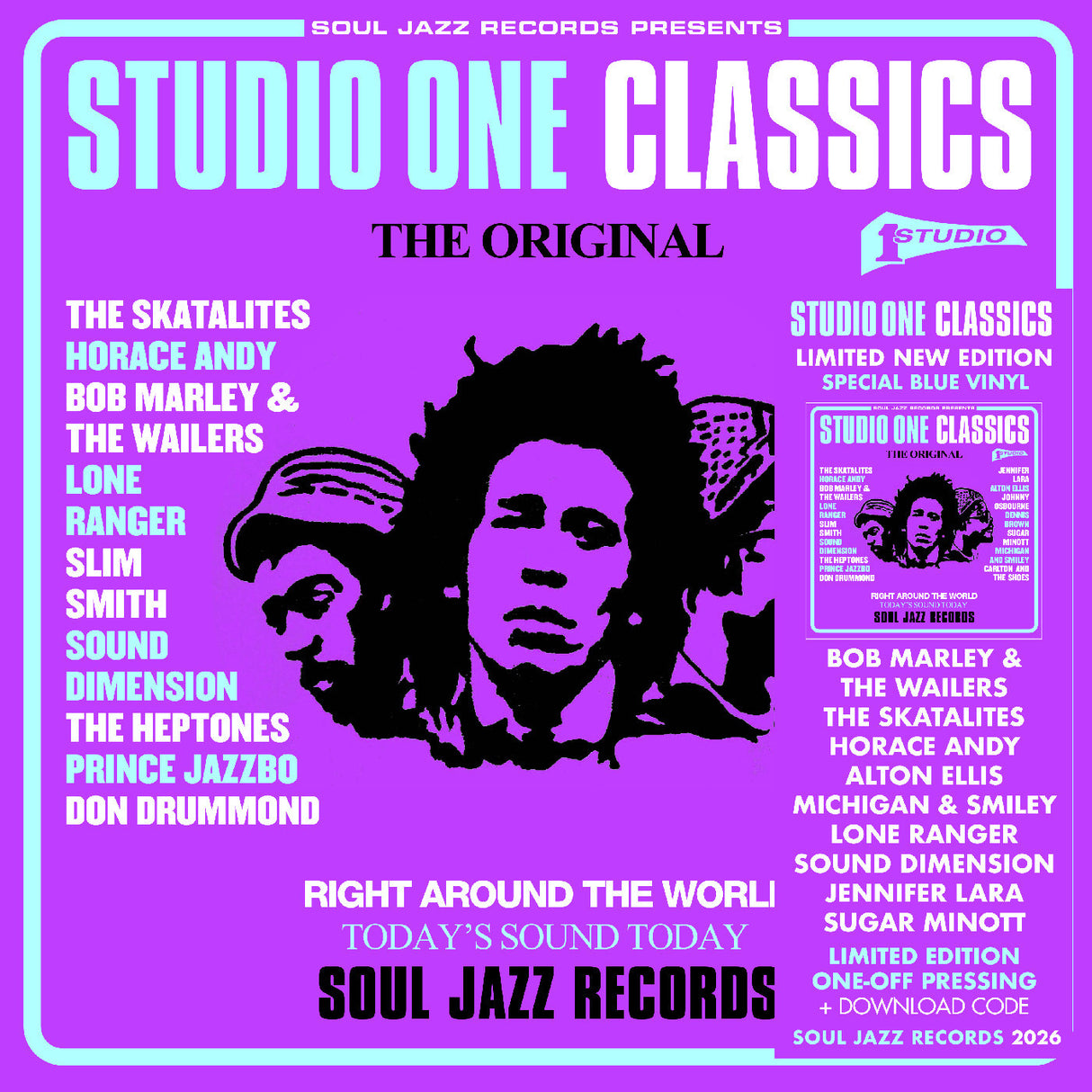 Album cover for 'Studio One Classics' featuring a purple background with text and a silhouette of a person.