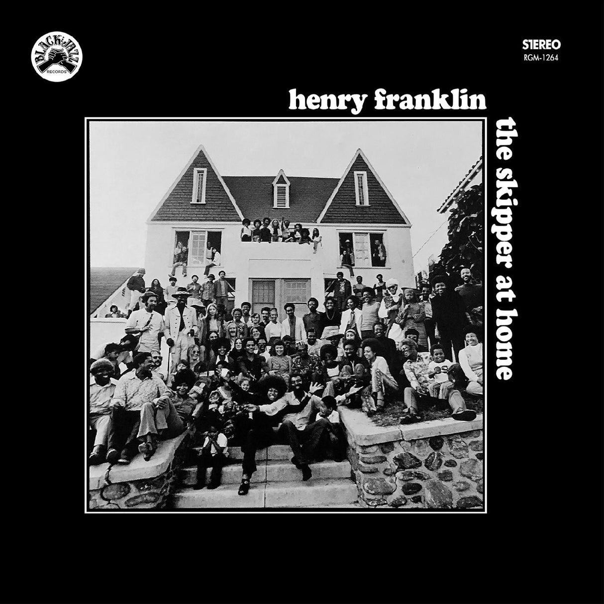 Album cover of 'The Skipper at Home' by Henry Franklin with a black and white photo of a group of people in front of a house.