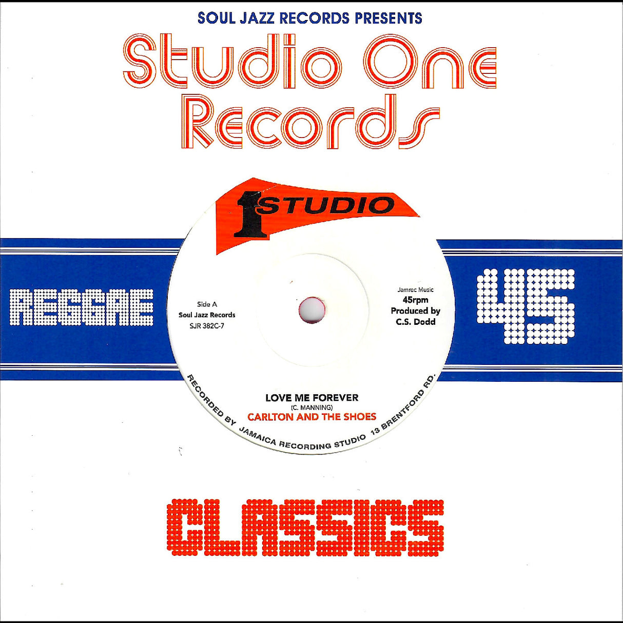 Album cover for Studio One Records Reggae Classics with vinyl record design.