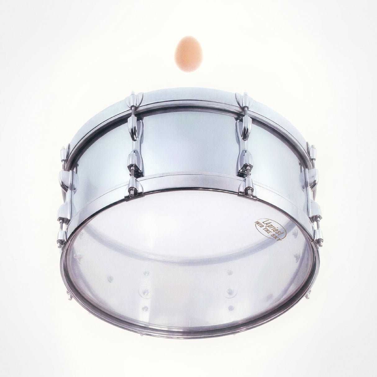 Drum with a clear head and white rim on a white background
