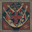 Analog Africa Dur-Dur Volume 3 1984 album cover featuring stylized illustrations of six figures with raised arms, set against a red and black striped background with a geometric border.