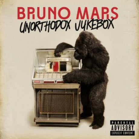 Album cover featuring a gorilla interacting with a jukebox, with 'Bruno Mars Unorthodox Jukebox' text.