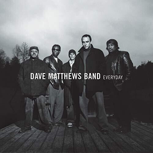 Album cover of 'Everyday' by Dave Matthews Band featuring five band members on a wooden deck.