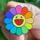 Rainbow Happy Flower Hard Enamel Pin
