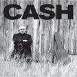 Black and white image of a person sitting against a wooden fence with the word 'CASH' above, and an acoustic guitar leaning against the fence.
