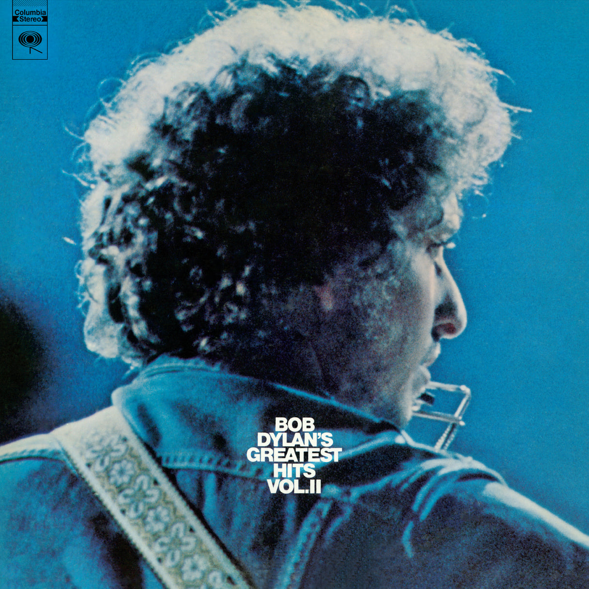 Album cover featuring Bob Dylan with text 'Bob Dylan's Greatest Hits Vol. II' on a blue background