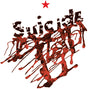 Artistic depiction of the word 'Suicide' with red and black colors on a white background.