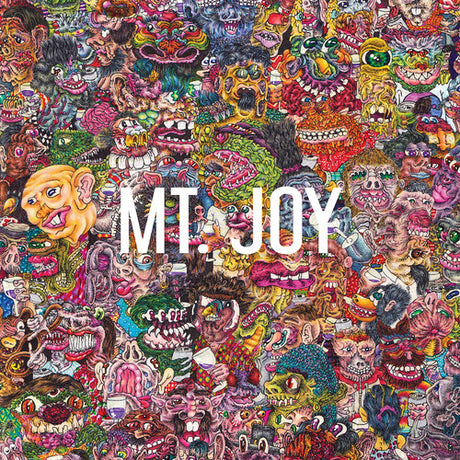 Collage of colorful cartoon characters with 'MT. JOY' text in the center.