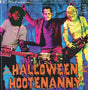 Three characters from a horror movie with instruments on a colorful background, labeled 'Halloween Hootenanny'.