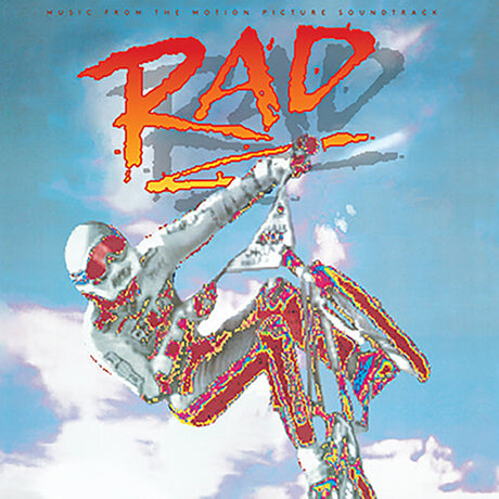 Album cover for 'RAD' with a colorful character against a blue sky.